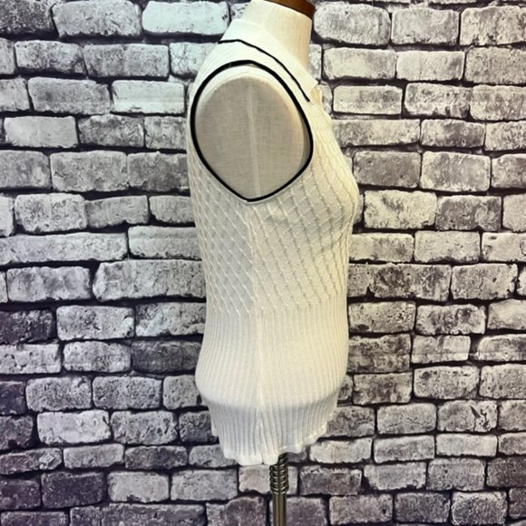 Tehama Vintage White & Black Sleeveless Sweater Size Medium - Picture 8 of 9